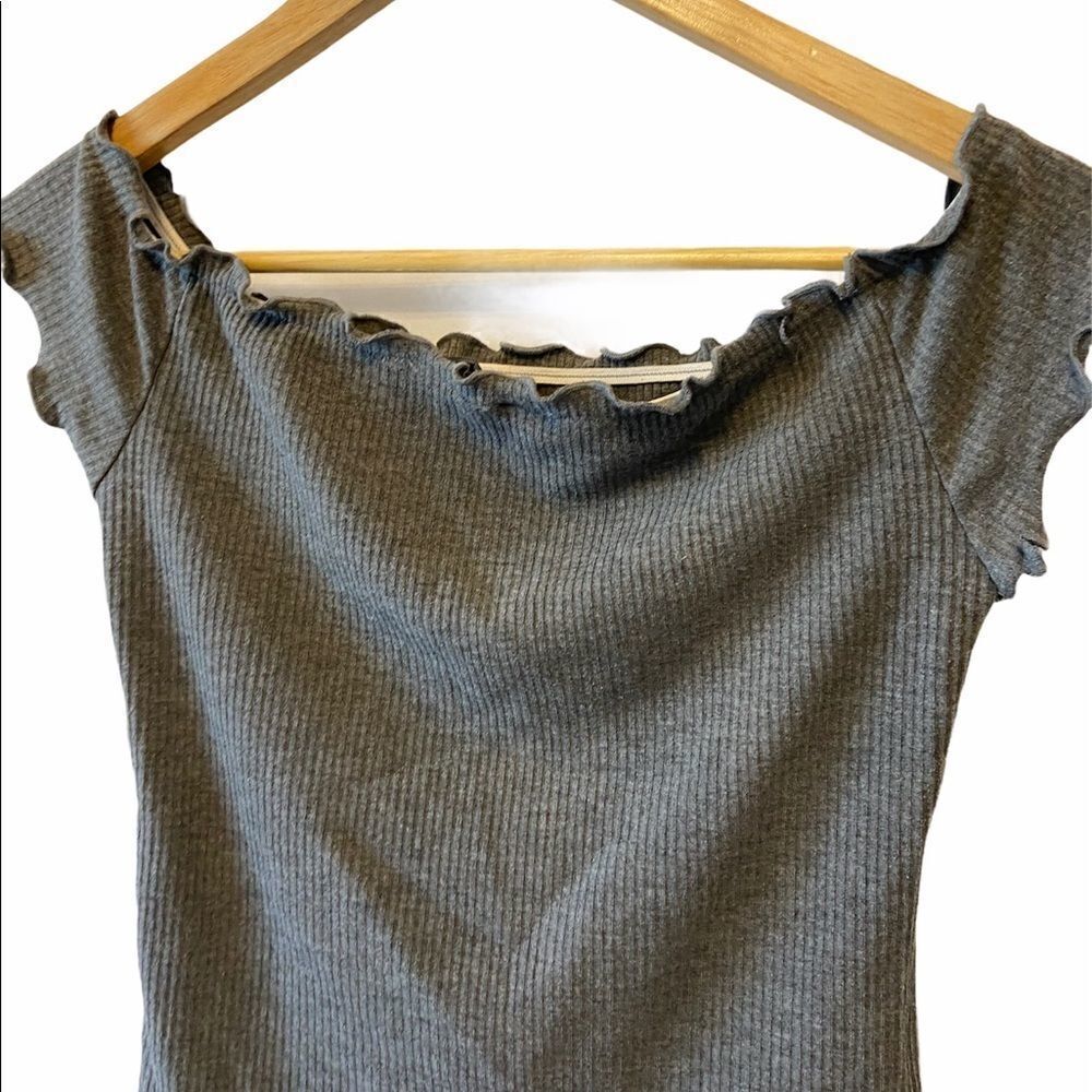 NWOTâREBEL SUGARÂ Grey Cropped RibbedâTop XS - Picture 6 of 7
